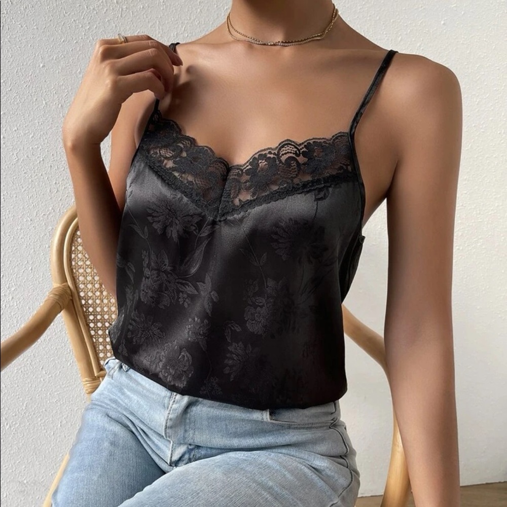 Boho satin lace detail blouse - Picture 4 of 16